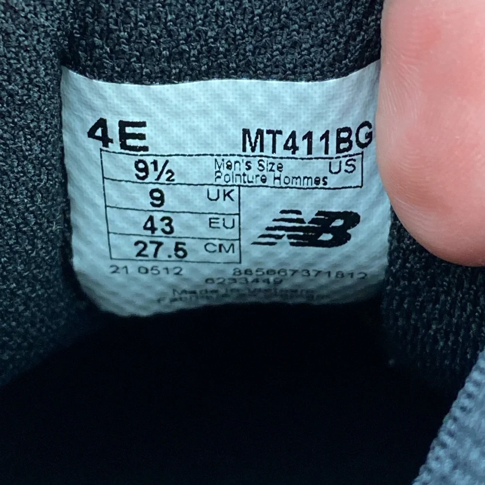 New Balance 411 All Terrain Black Gray Men’s Shoes MT411BG Sneaker Size 9.5 Wide